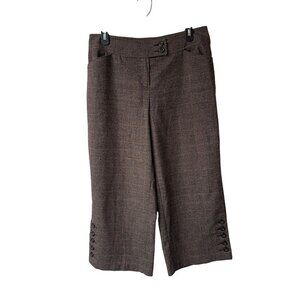 Cabi‎ Womens Culottes Pants Size 6 Brown Plaid Preppy Dark Academia Wide Leg